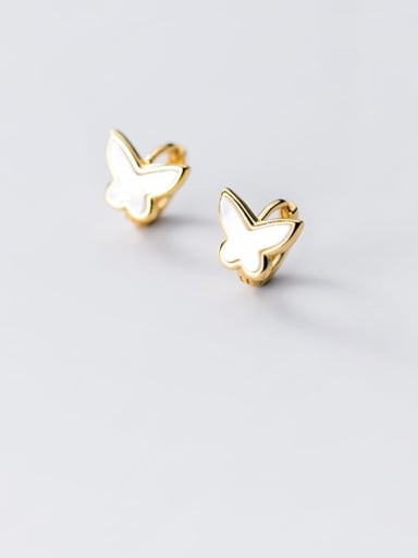 925 Sterling Silver Shell Butterfly Minimalist Huggie Earring