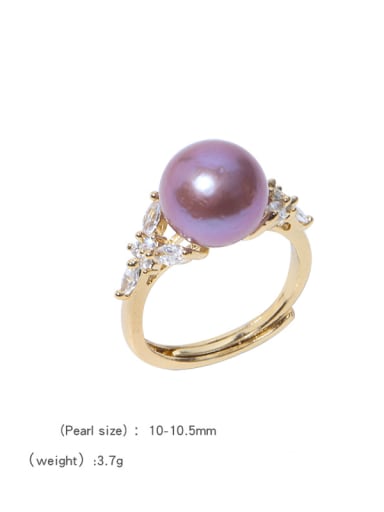 Brass Freshwater Pearl Flower Vintage Band Ring