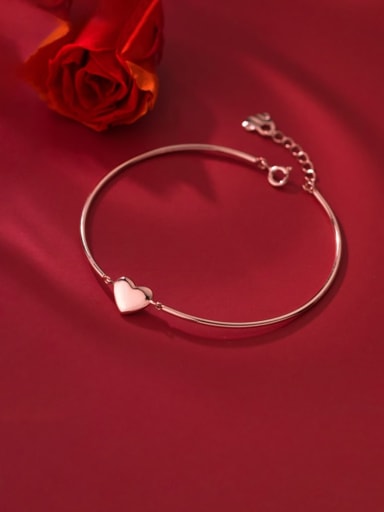 925 Sterling Silver Smooth Heart Minimalist Bracelet
