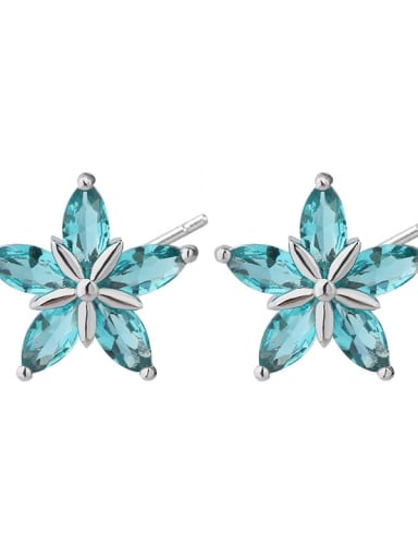 Copper Glass stone Star Luxury Stud Earring