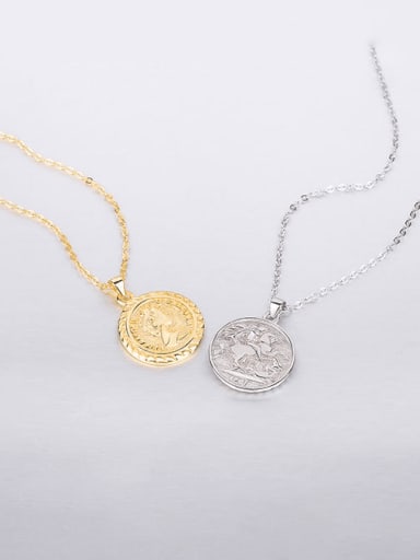 925 Sterling Silver Rhinestone Coin Minimalist Necklace