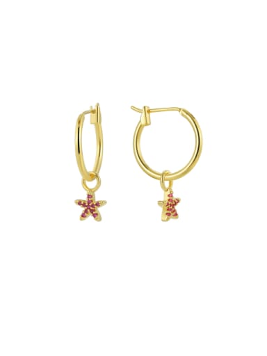Brass Cubic Zirconia Pentagram Cute Huggie Earring