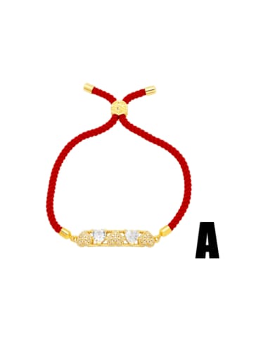Brass Cubic Zirconia Weave Hip Hop Adjustable Bracelet