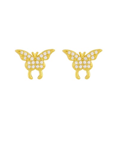 Brass Cubic Zirconia Smiley Vintage Stud Earring