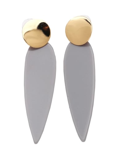 grey Brass Resin Water Drop Minimalist Drop Earring