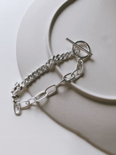 925 Sterling Silver With Platinum Plated Simplistic Chain Bracelets