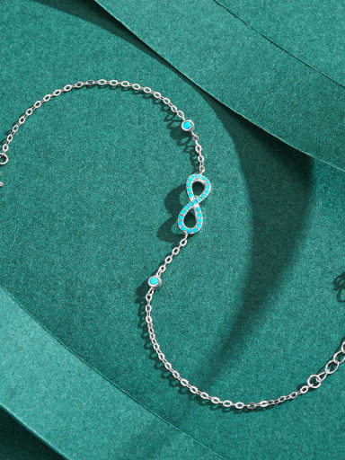 925 Sterling Silver Rhinestone Geometric Minimalist Link Bracelet
