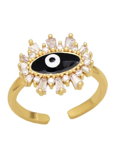 black Brass Enamel Cubic Zirconia Evil Eye Vintage Band Ring