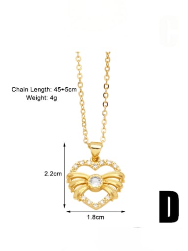 D Brass Cubic Zirconia Heart Cute Necklace
