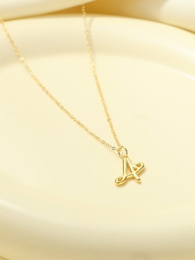 NS1117 [Golden] Letter A 925 Sterling Silver Letter Minimalist Necklace