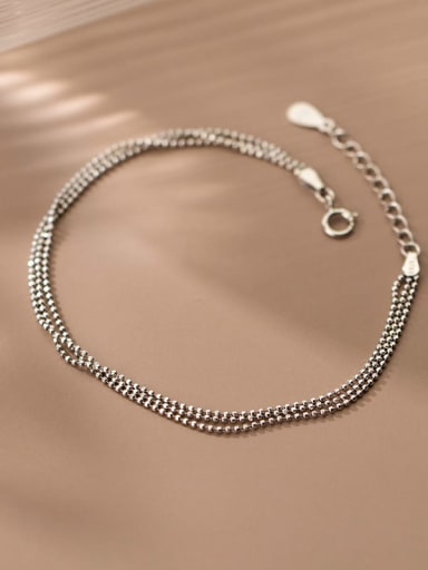 925 Sterling Silver Bead Irregular Minimalist Strand Bracelet
