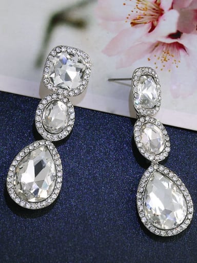 Alloy Glass Stone Water Drop Bohemia Cluster Earring