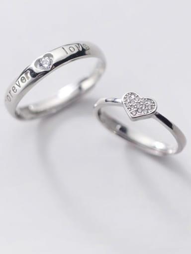 925 Sterling Silver Full diamond love couple ring Male and lady letter ring