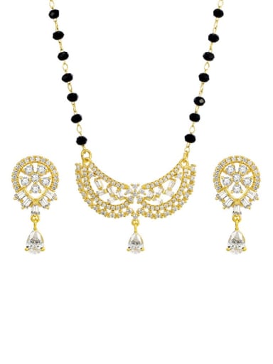 Alloy Cubic Zirconia Bohemia Water Drop Earring and Necklace Set