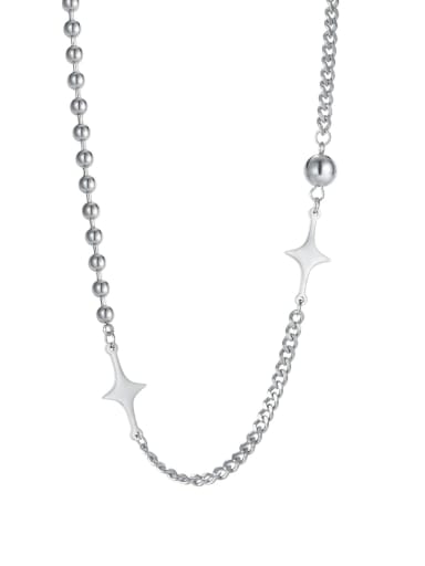 2092 steel Titanium Steel Bead Star Minimalist Asymmetrical Chain Necklace