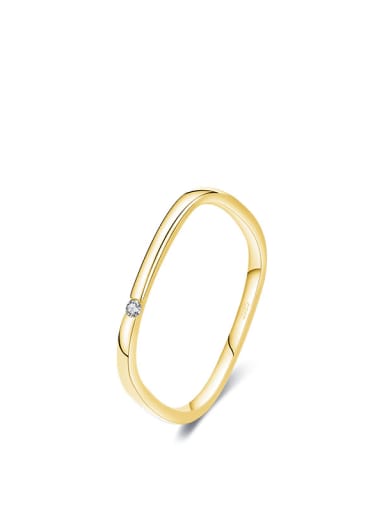 14K gold 925 Sterling Silver Rhinestone Geometric Minimalist Band Ring