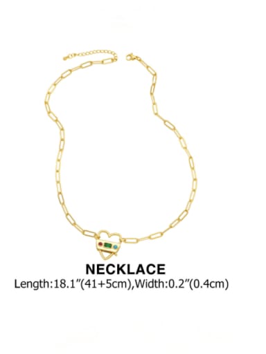 Necklace Brass Cubic Zirconia Heart Hip Hop Necklace