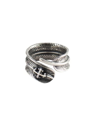 925 Sterling Silver Leaf Vintage Band Ring