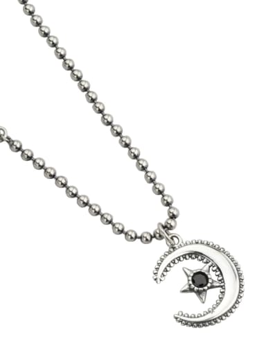 Vintage Sterling Silver With Antique Silver Plated Simplistic Moon Power Necklaces