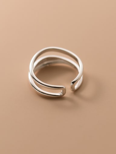 Double Layer Ring 925 Sterling Silver Geometric Minimalist Stackable Ring