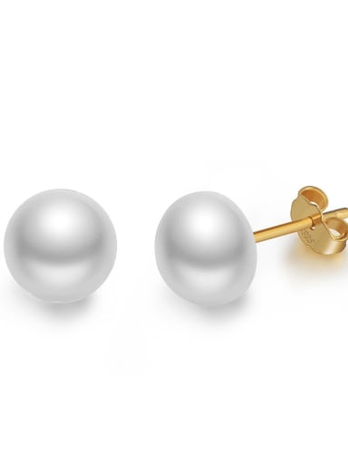 18K gold, white pearl 925 Sterling Silver Freshwater Pearl Irregular Minimalist Stud Earring