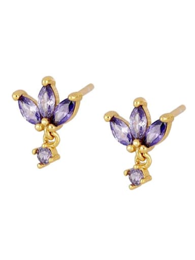 Purple gold 925 Sterling Silver Cubic Zirconia Butterfly Dainty Stud Earring