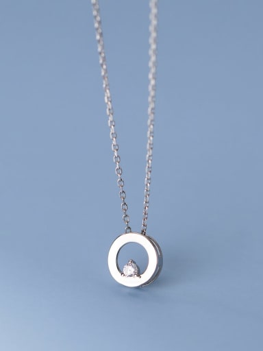 925 Sterling Silver Rhinestone Geometric Minimalist Necklace