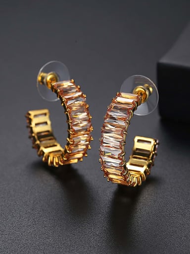 18k gold Brass Cubic Zirconia Geometric Luxury Stud Earring