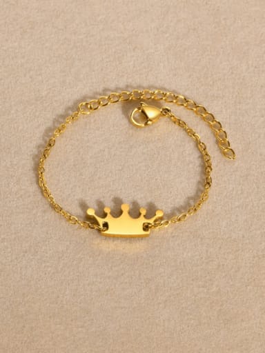 golden Stainless steel Crown Minimalist Link Bracelet
