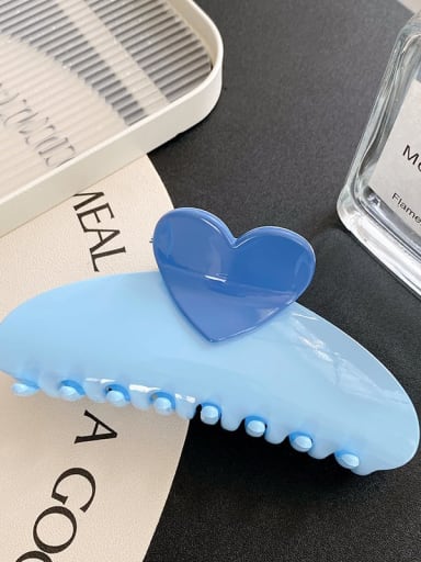 Blue 13cm Alloy Resin  Enamel Trend Heart  Multi Color Jaw Hair Claw