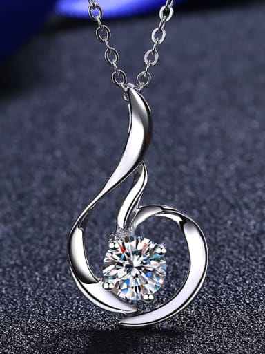 Sterling Silver 0.8 CT Moissanite Swan Dainty  pendant Necklace