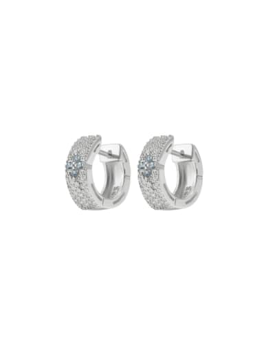 Platinum 925 Sterling Silver Cubic Zirconia Geometric Vintage Huggie Earring