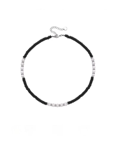 Stainless steel Imitation Pearl Geometric Hip Hop Beaded Necklace
