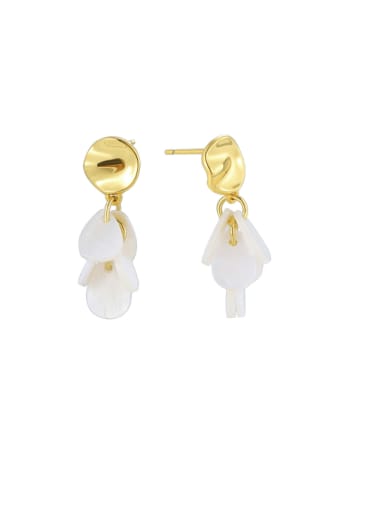 Brass Shell Geometric Minimalist Drop Earring