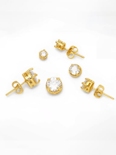 Brass Cubic Zirconia Round Vintage Stud Earring