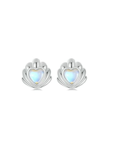 925 Sterling Silver Shell Heart Cute Stud Earring