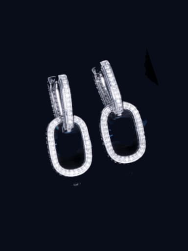 Platinum Brass Cubic Zirconia Geometric Minimalist Huggie Earring