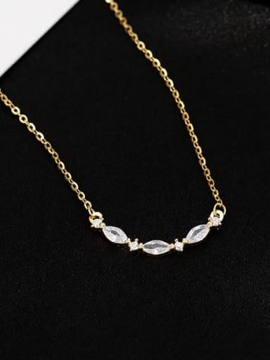 NS1023 gold 925 Sterling Silver Cubic Zirconia Geometric Dainty Necklace