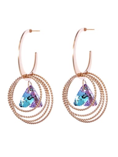 Alloy Crystal Purple Round Trend Drop Earring