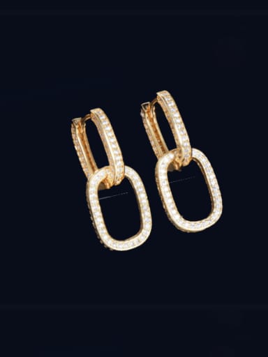 Golden Brass Cubic Zirconia Geometric Minimalist Huggie Earring