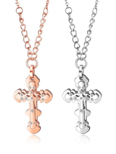 Titanium Rhinestone Cross Minimalist Regligious Necklace