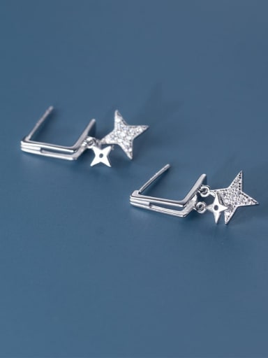 925 Sterling Silver Cubic Zirconia Star Dainty Drop Earring