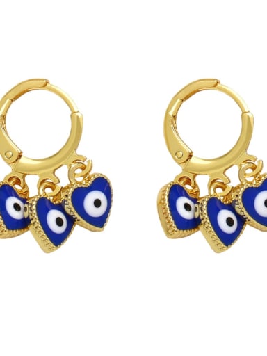 Dark Blue Brass Enamel Evil Eye Minimalist Huggie Earring