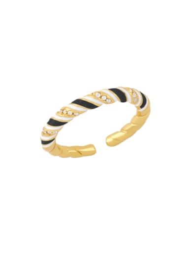 black Brass Enamel Geometric Minimalist Band Ring