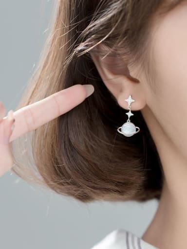 925 Sterling Silver Shell Flower Minimalist Drop Earring