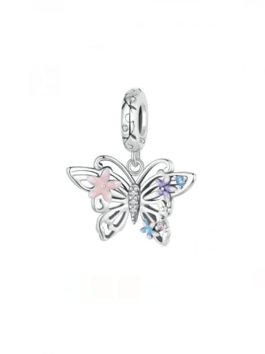 custom 925 Sterling Silver Cubic Zirconia Cute Butterfly DIY Pendant