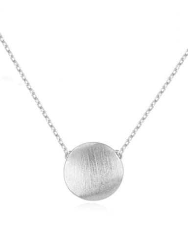 SN0351 Rh 14F08 925 Sterling Silver Simple glossy round pendant Necklace