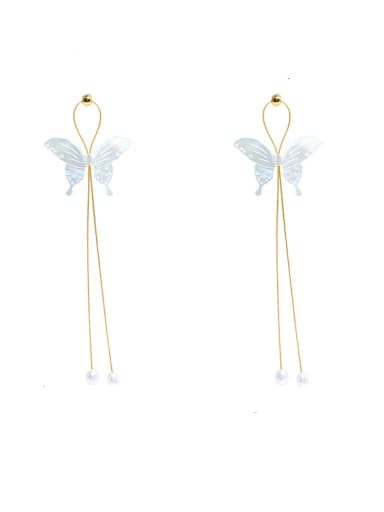 Earrings Brass Shell  Minimalist ButterflyEarring and Necklace Set