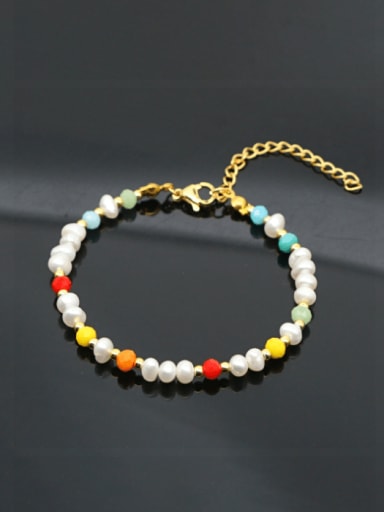 Stainless steel Imitation Pearl Multi Color Round Bohemia Beaded Bracelet