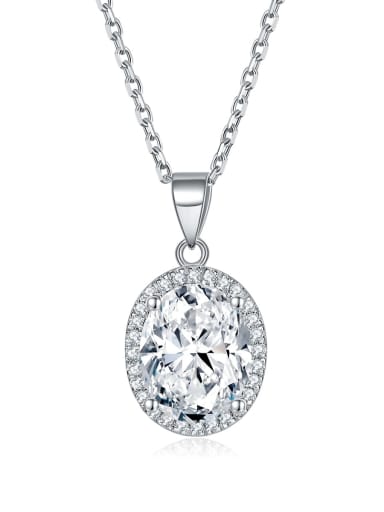 925 Sterling Silver Cubic Zirconia Oval Luxury Necklace